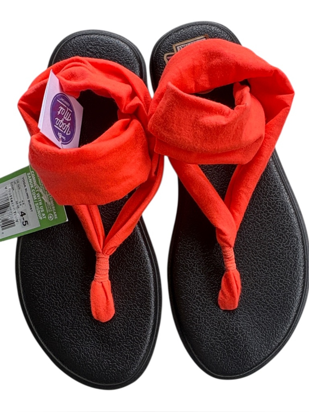 NWT Sanuk Yoga Sling Sandals Bright Orange Big Girl Size 4/5